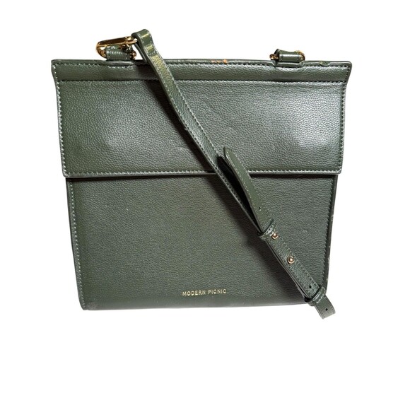 Modern Picnic Luncher Bag Vegan Leather Structured Tote Purse Shoulder Satchel - Picture 1 of 12